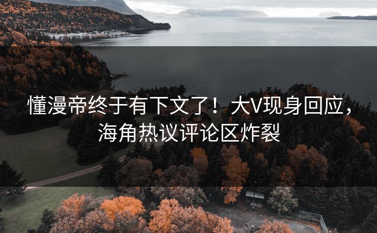 懂漫帝终于有下文了！大V现身回应，海角热议评论区炸裂
