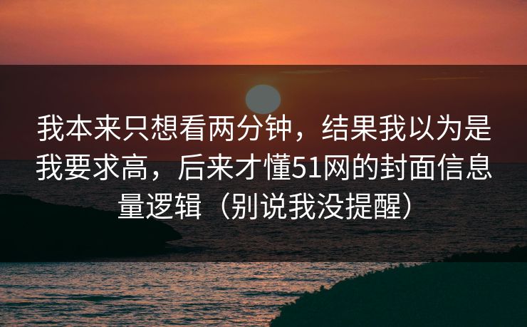 我本来只想看两分钟，结果我以为是我要求高，后来才懂51网的封面信息量逻辑（别说我没提醒）